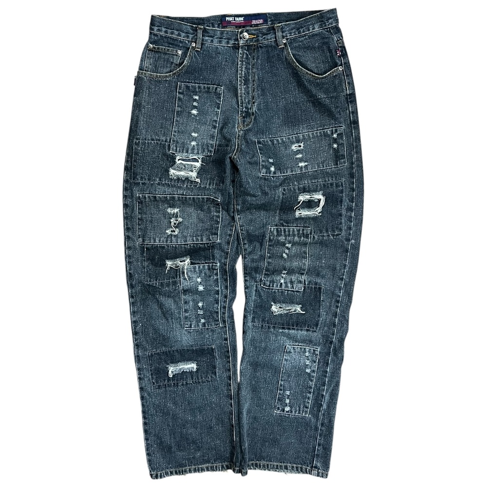 Vintage Y2K Phat Farm Faded & Distressed Patchwork Jeans - 34”